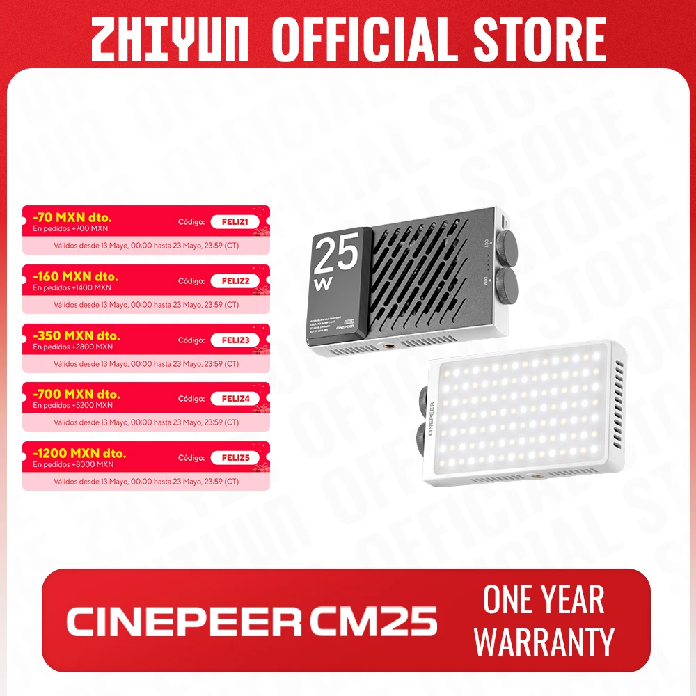 ZHIYUN Official CINEPEER CM25 25W Led Lights Bi Color Handheld Pocket Video Light Photo Lamp Fill Light Photography Lighting