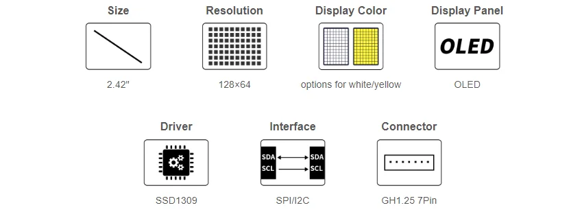 Display OLED Waveshare 2.42 Pollici 128x64 - Compatibile Con Raspberry Pi E Jetson Nano