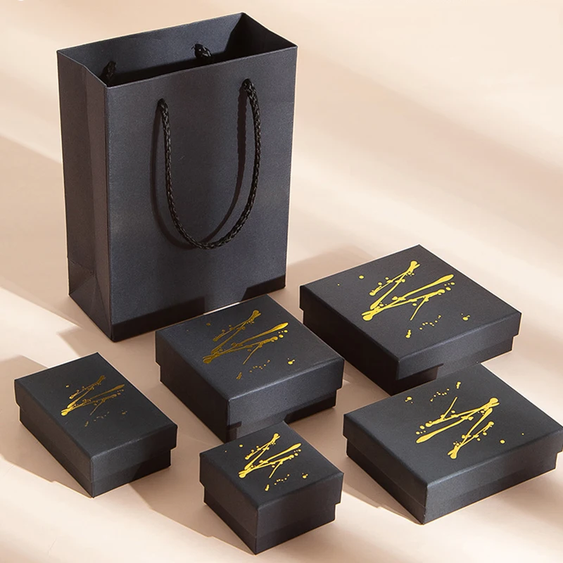 

Gift Box for Jewelry Colourful Ring Bracelet Paper Box Christmas Mystery Jewelery Packaging Boxes Necalace Holder with Tote Bags