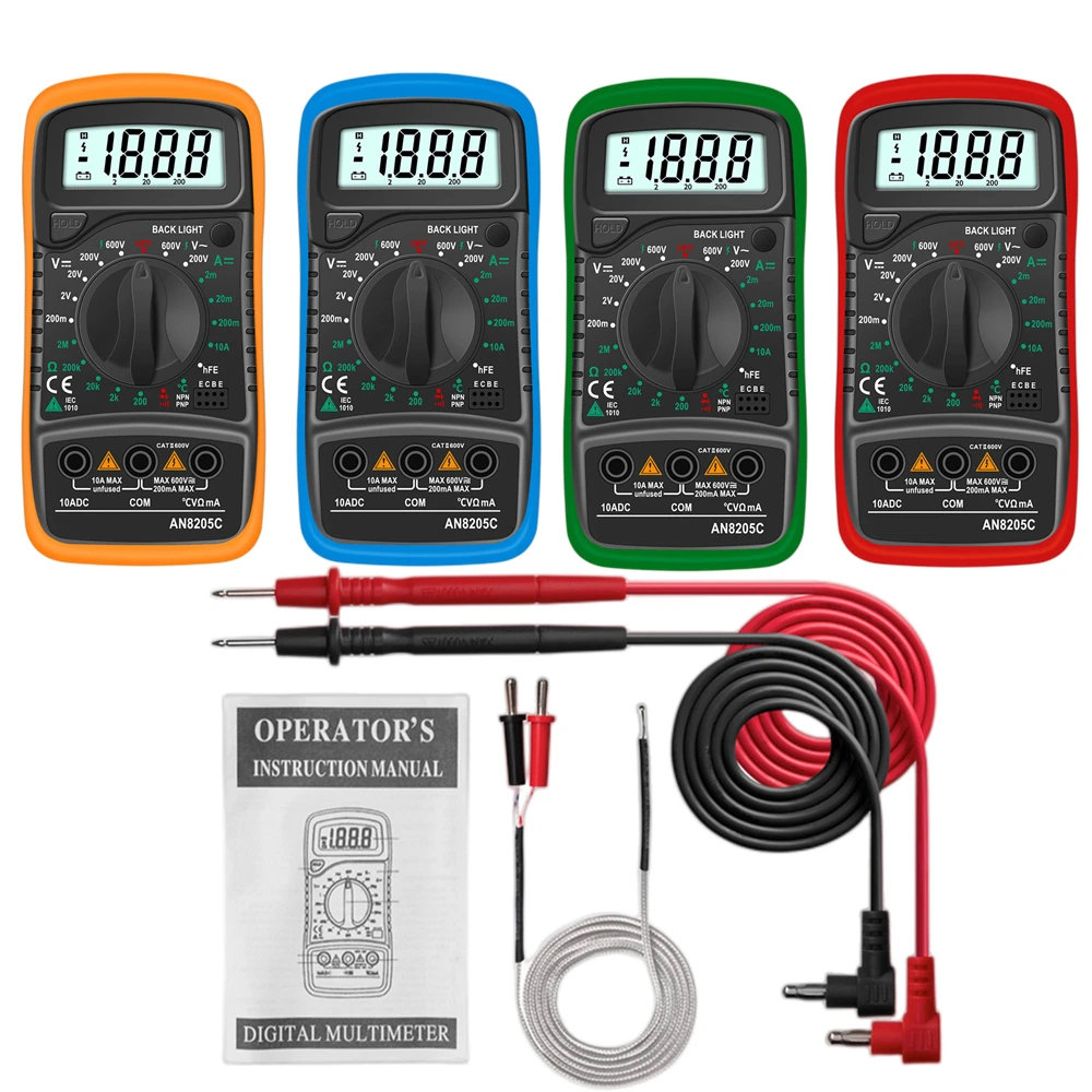 An8205c Digital Multimeter Ac/dc Ammeter Volt Ohm Tester Meter