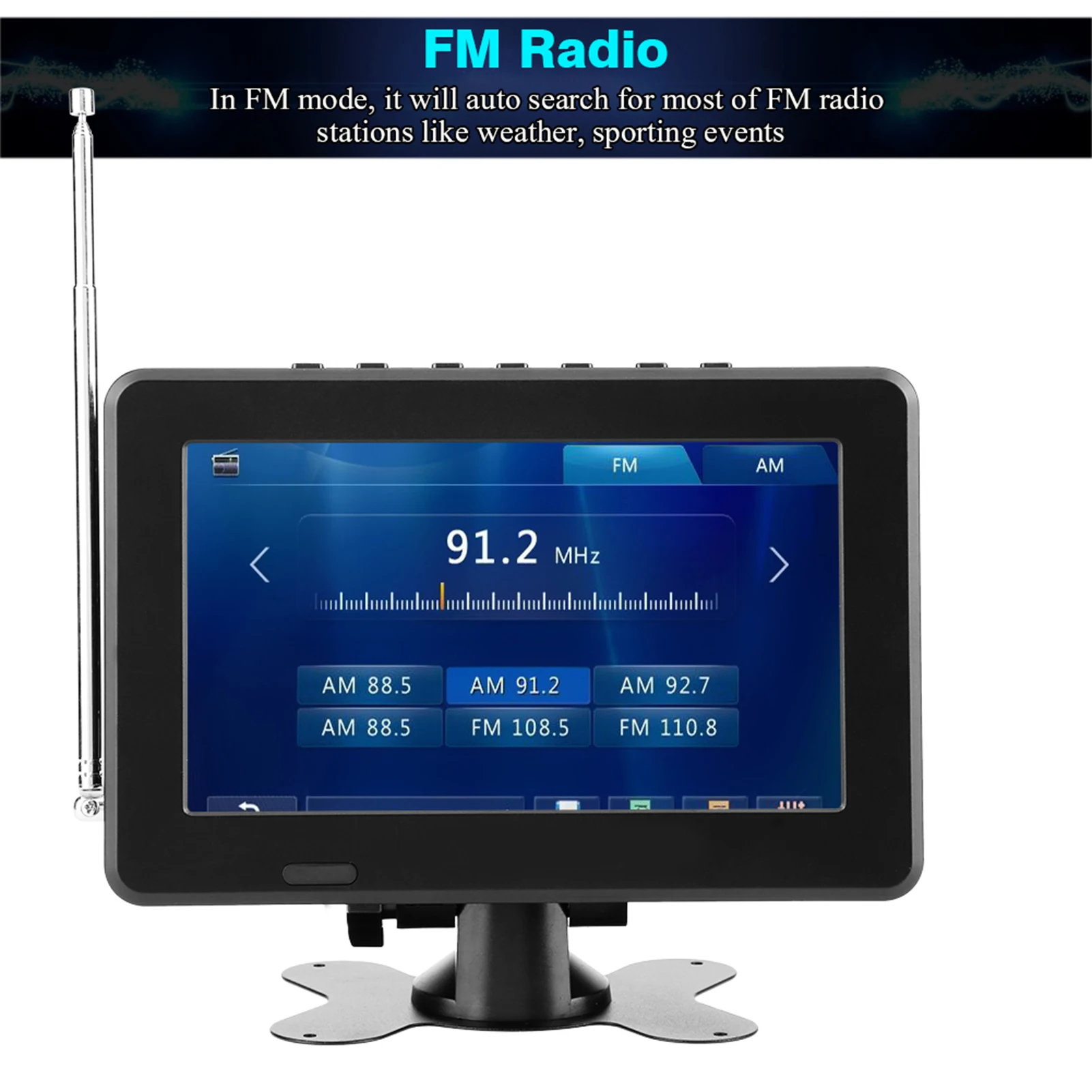 LEADSTAR ATSC Car Digital TV FM Radio 7in 1080P Stereo High Sensitivity Digital TV Mini Television Portable