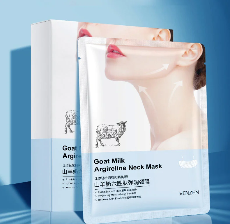 10 stücke Ziege Milch Kollagen Anti Falten Hals Maske Feuchtigkeitsspendende Pflegende Feuchtigkeitsspendende Straffende Hals Maske Schönheit Hals Hautpflege – Detail 2