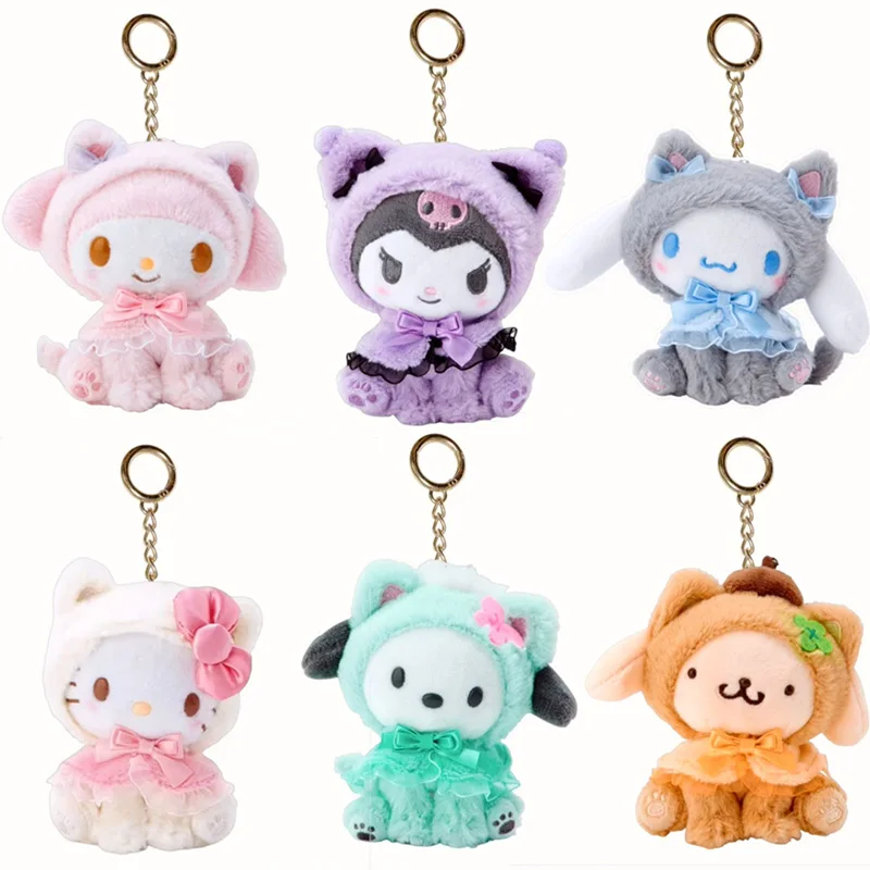 

Kawaii Sanrio Plush Keychain Doll Kuromi My Melody Cinnamoroll Pochacco Anime Action Figures Plushies Room Decor Children Toys