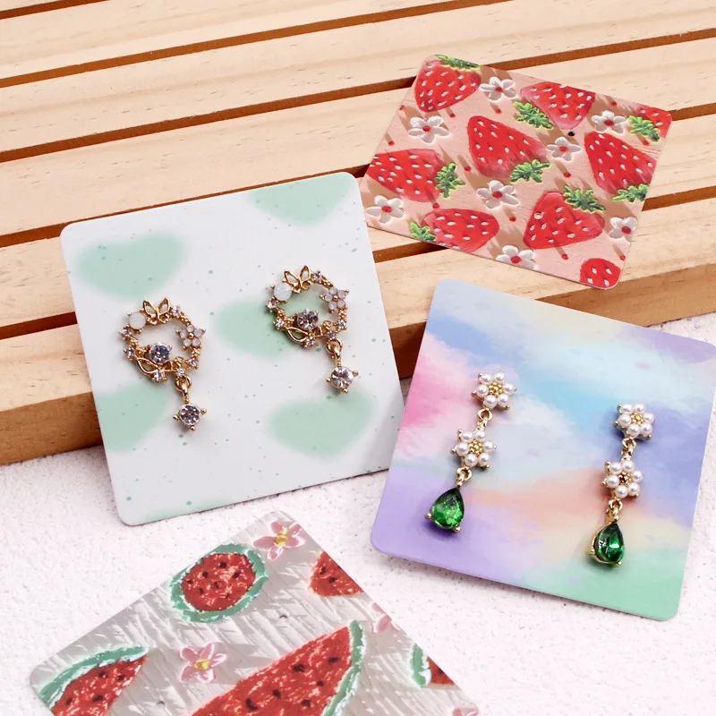 

50PCS 6x6cm Earrings Cards Flower Series Packaging Card for DIY Jewelry Retail Display Paper Cards Price Tags Holders Findings
