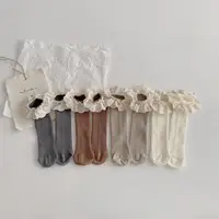 4 Pairs/Lot Baby Girls Knee High Socks Kids Soft Cotton Lace Stuff Princess Children Long Sock Ruffle Leg Warmers For 0-10 Years 2