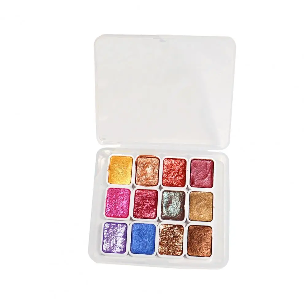 

Metallic Watercolors 12-color Metallic Glitter Watercolor Paint Set for Artists Pearlescent Effect Solid Paint Box Palette