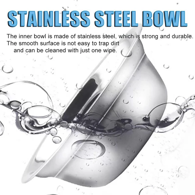 Stainless Steel Double Pet Bowl Wheat Straw Base Dog Cats Feeder Cat Puppy Feeding Food Water Container Dispenser Pet Supplies 5