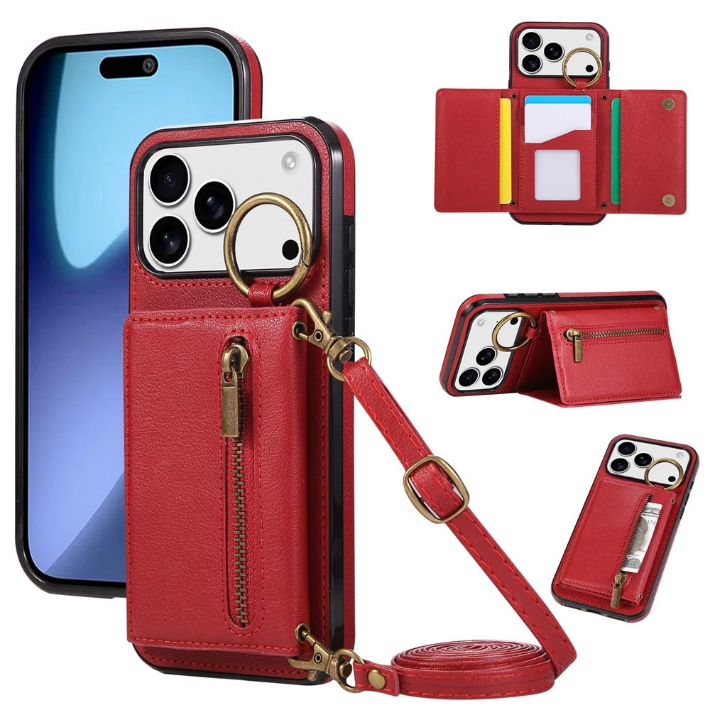 Elegant Crossbody Leather Purse with Wallet and Kickstand Functionality