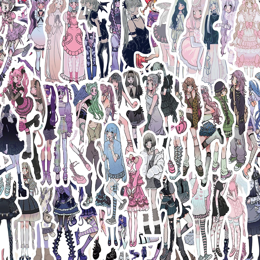 190pcs pack sen goth girl lolita girl sticker for kid diy laptop waterproof skateboard moto phone car toy scrapbooking stickers 10/30/63pcs Kawaii Anime Lolita Girl Stickers Cute Cartoon Decals Laptop Scrapbook Diary Phone Suitcase Decoration Sticker Toys