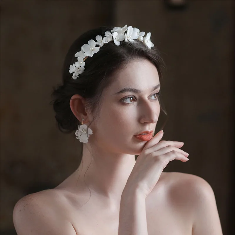 SLBRIDAL Handmade Luxury Rhinestones Freshwater Pearls Ceram Flower Bridal Tiara Wedding Bridesmaids Crown Women Hair Jewelry