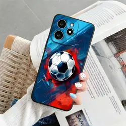 Black Cartoon Football Soft Phone Cover Case - Redmi Note 10 (Mix01)