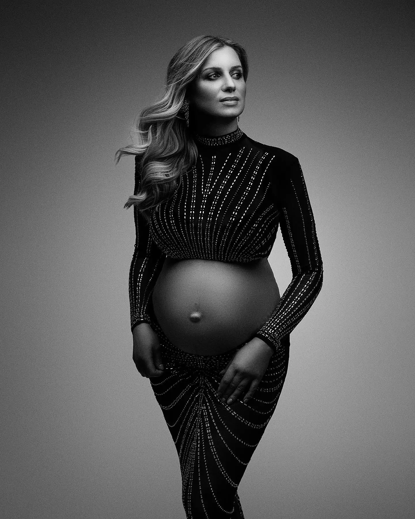 Maternity Photography Clothing Party Dresses Elastic Mesh Nail Drill Dress Photo Shoot Photography Dress For Women - 6