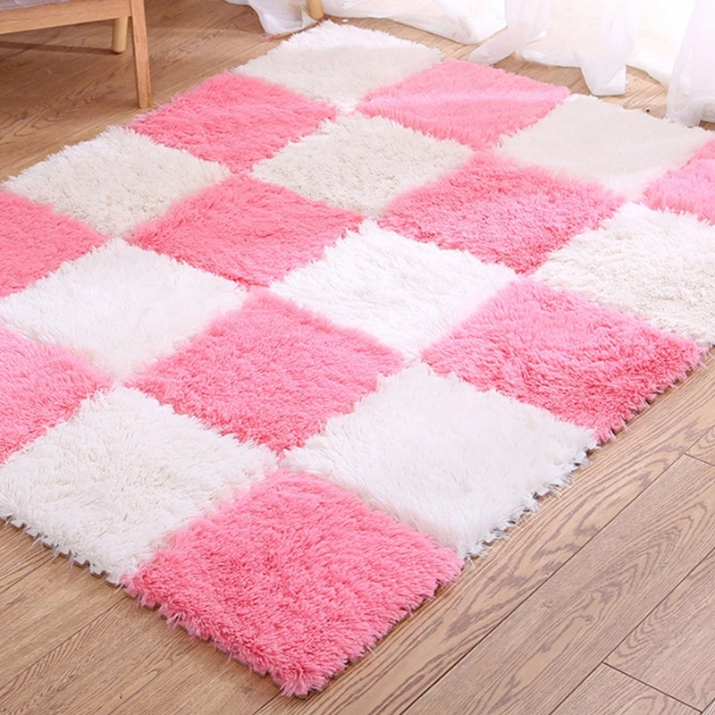 Lot de 20 Tapis en Mousse Emboîtables, Tapis De Sol en Peluche 30 X 30 Cm,  Tapis Shaggy, Dalles De Moquette Imbriquées pour Chambre à Coucher, 20