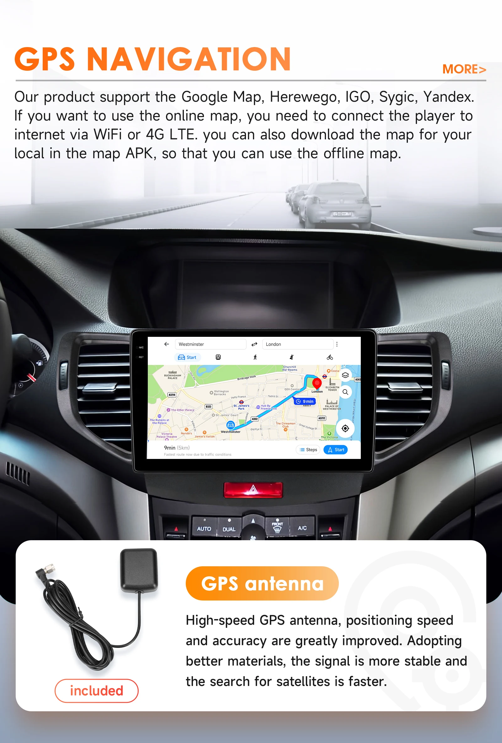 Hizpo 9 Zoll Radio Für Honda Accord 8 2008-2012 4G Auto Multimedia GPS 2din Autoradio Drahtlose CarPlay Android Auto Navigation BT – Detail 29