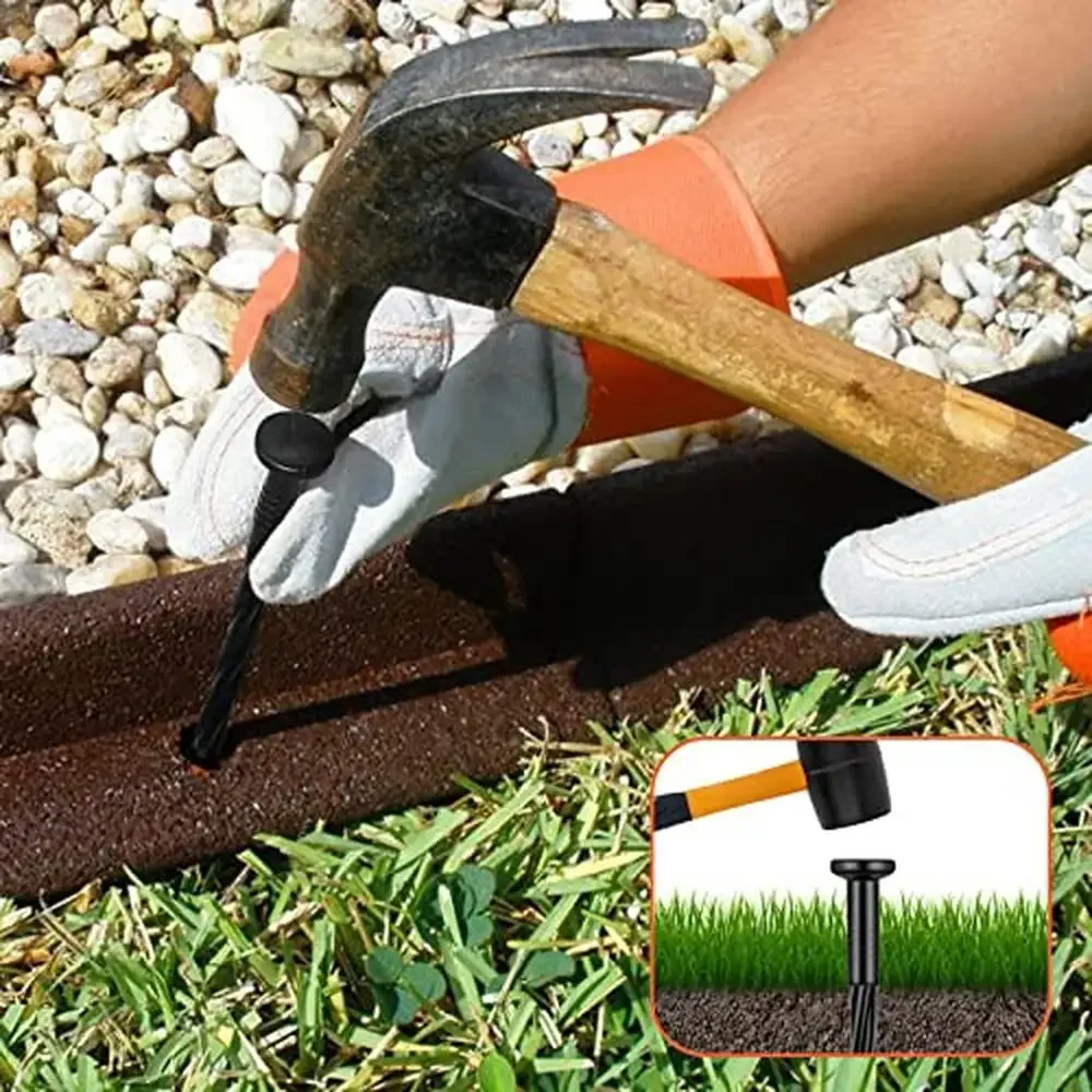 Plastic Landscape Edging Anchoring Stakes 200ct 8-Inch Garden Lawn Yard Spikes Paver Weed Barrier Tent Fixing Spiral Design