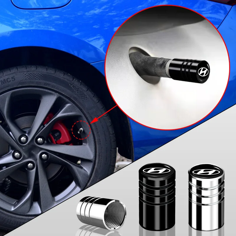 4PC Car Tire Metal Valve Caps for Hyundai I30 Tucson Creta I20 Ix35