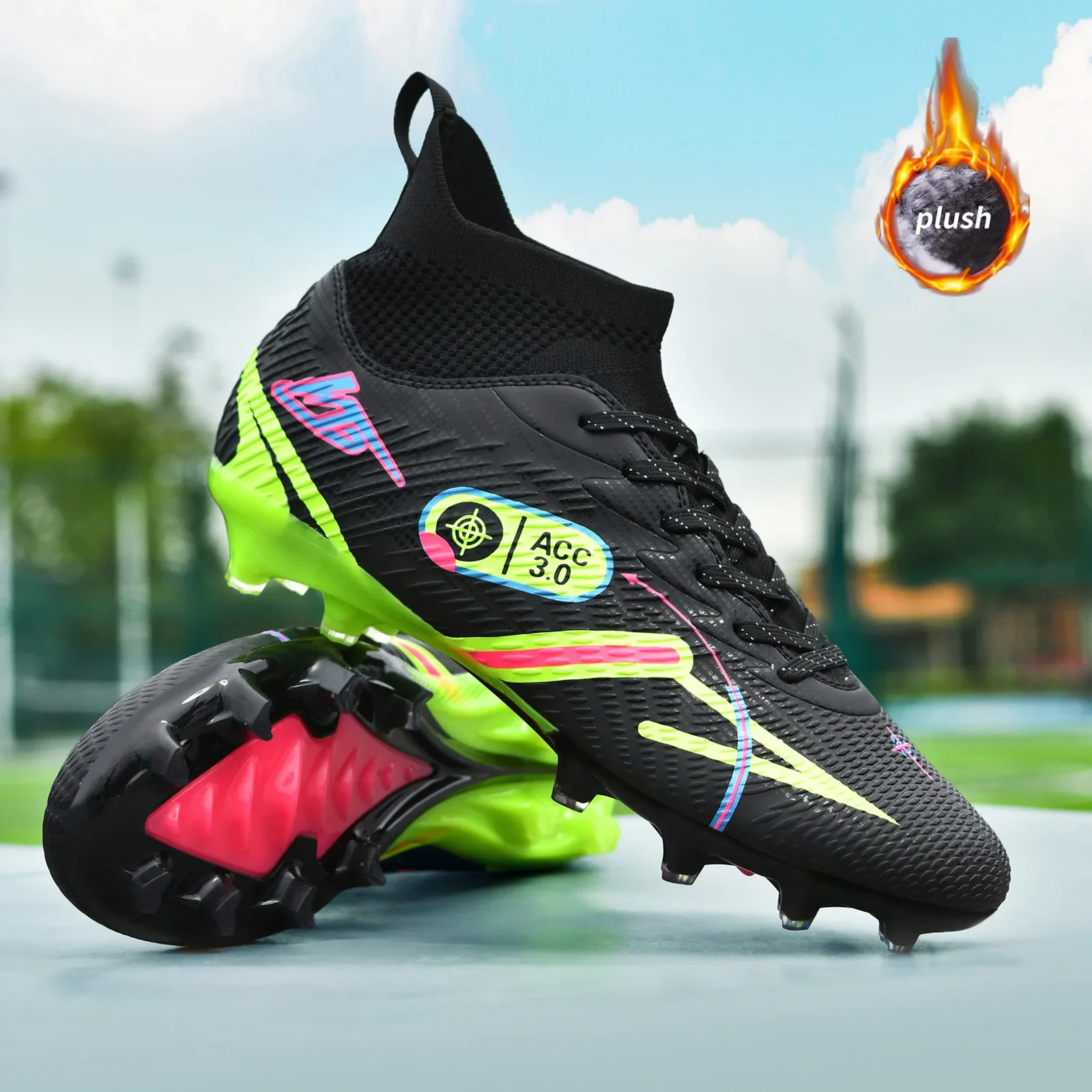 Fuzzy Fur Men Football Boots Society Cleats Soccer Brushed Shoes Professional Football Field Boots Original Sneakers Fast Match