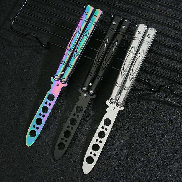 Peine de mariposa plegable para hombres, cuchillo de entrenamiento de  mariposa portátil, cuchillo de entrenamiento plegable de bolsillo, cuchilla  de Metal sin cortar - AliExpress