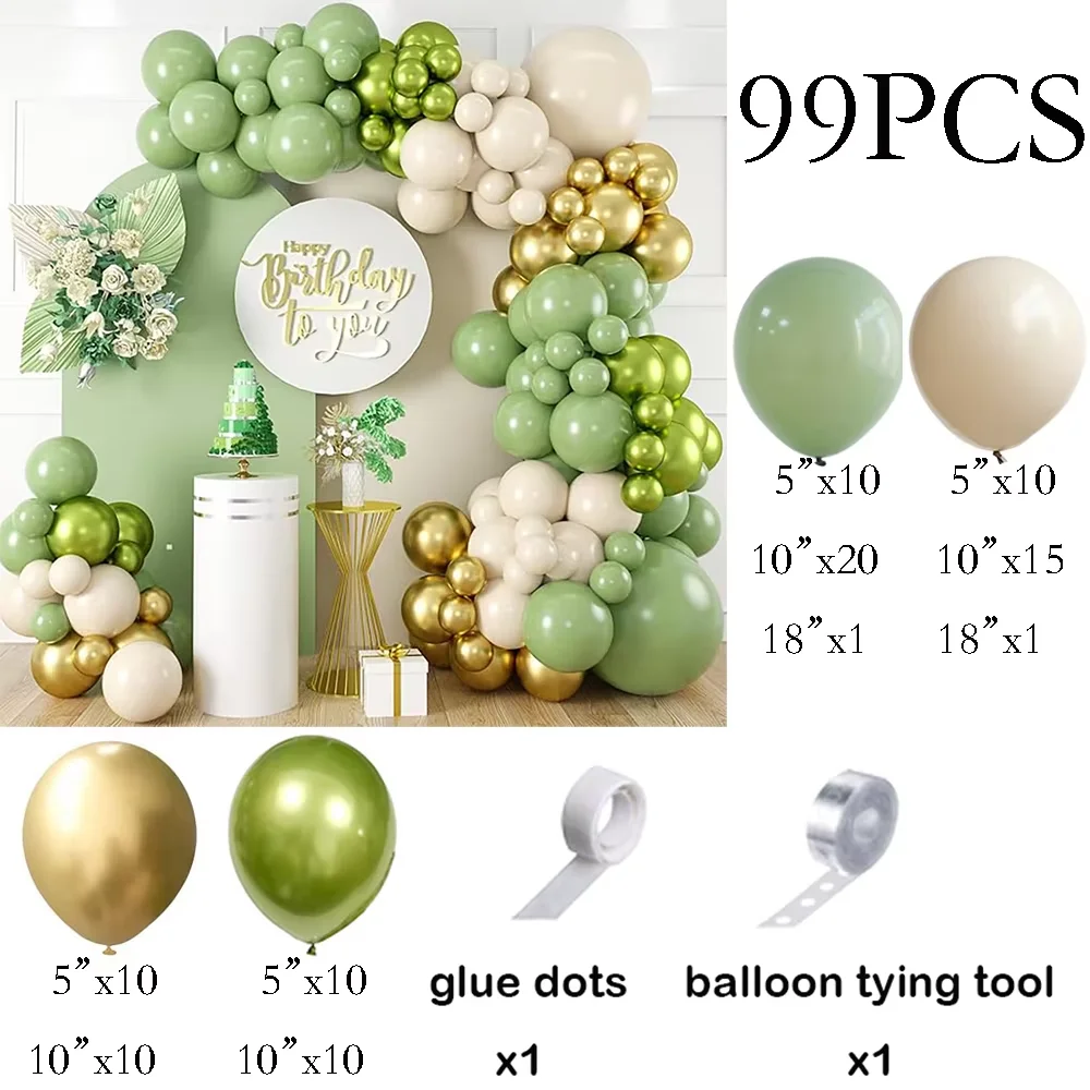 Grüner Ballonbogen Salbeigrün Weiß Sand Gold Konfetti Latex-Ballongirlande Geburtstagsfeier Hochzeit Abschlussfeier Dekoration Globos – Detail 22