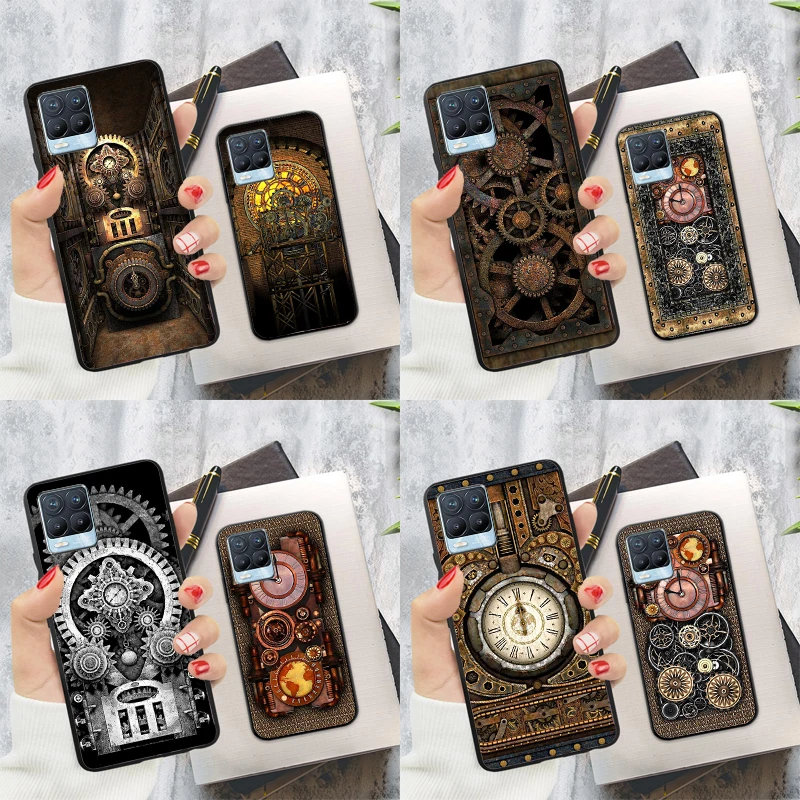 Steampunk Gears Vintage Time Machine Per Realme Gt Neo 2 Gt Master C21 8 Pro 8I Custodia Per Oneplus 10 Pro 8T 9R Nord2 9 Pro Cover