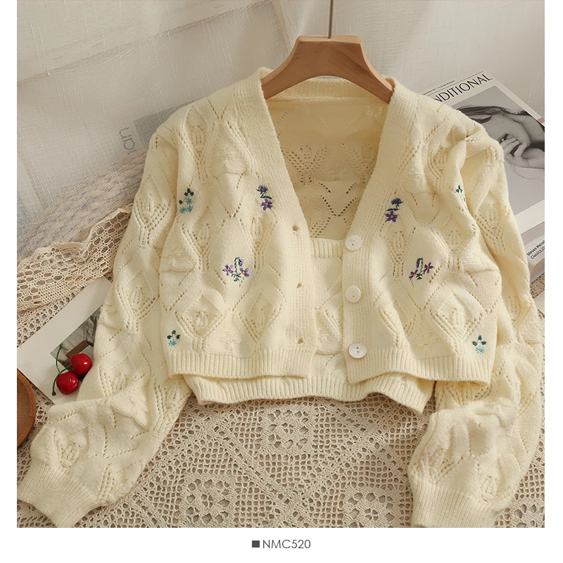 Floral Embroidery Knit Cardigan | Vintage Floral Cardigan