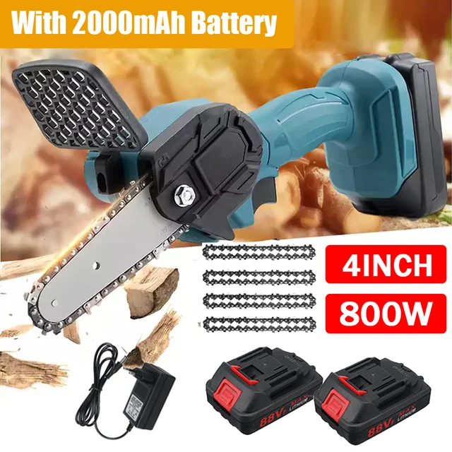 Acquista 1000W 12 pollici Cordless Sega a catena elettrica Giardino  Lavorazione del legno Utensile elettrico Motore brushless Taglierina per  legno per Makita 18V Batteria