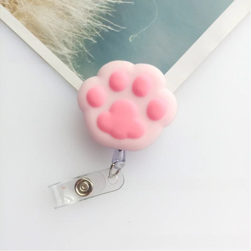 Kawaii Animal Badge Reels Cartoon Piglet Panda Hamster Cat Paw Badge Reels  Work Card ID/IC Card Holder Accessories