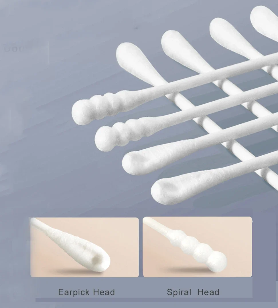 Multifunctional Cleaning Stick Baby cotton swabs Double-ended Sterile cotton swabs Spiral Head Ear and Nose 200pcs