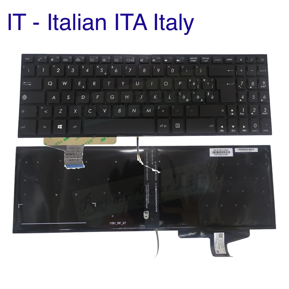 Teclado Retroiluminado para Asus Vivobook Italiano Grego Espanhol Teclado Latino N580 it gk hu la N580v N580vd N580vn N580gd