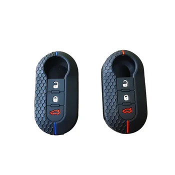 Silicone Car Flip Key Case Cover For Fiat Ducato 500 500L Panda Grande Punto Lancia Musa Auto Shell Fob Keychain Accessories