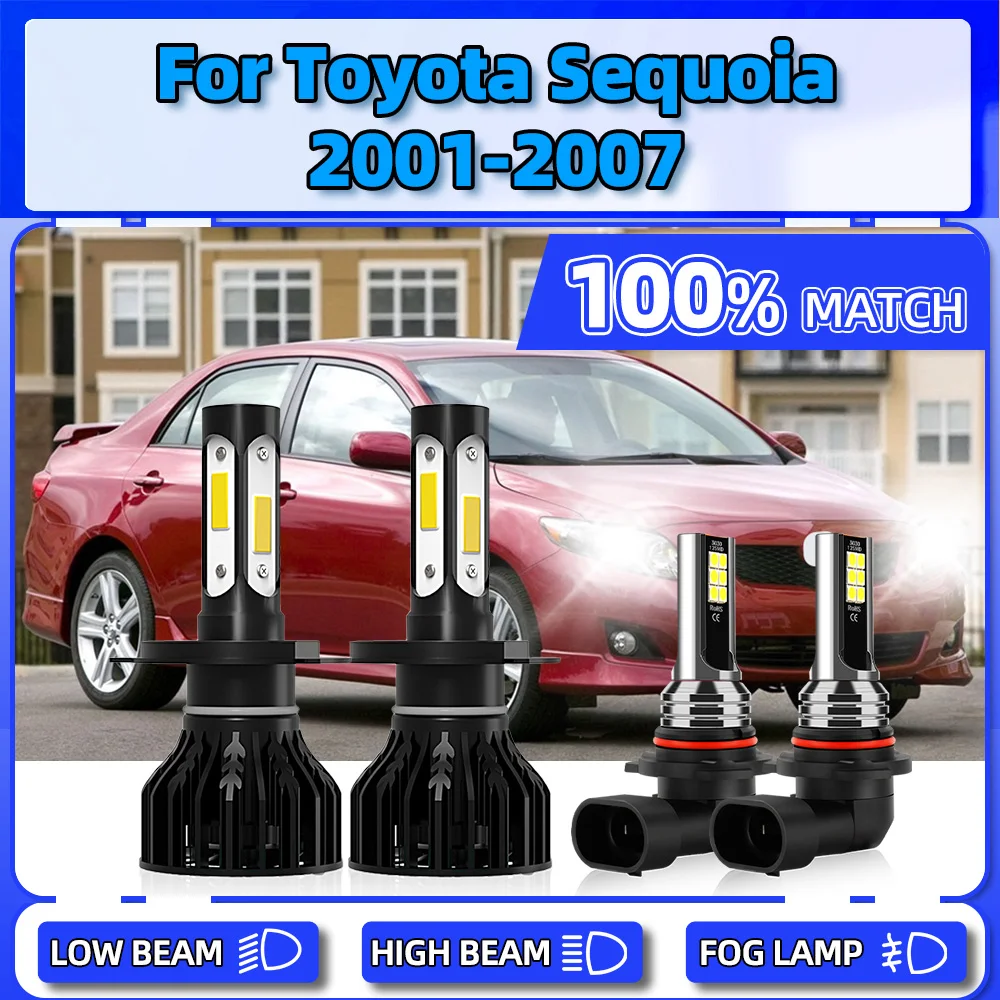 

240W Canbus LED Headlight Bulbs 6000K Turbo Auto Headlamps 12V Fog Lamps For Toyota Sequoia 2001 2002 2003 2004 2005 2006 2007