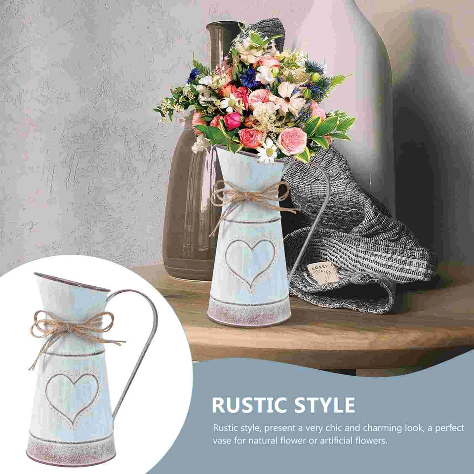 UOCAI 2 stuks bloemenvaas, melkkan van metalen vaas, landelijke stijl, decoratie, rustieke decoratie, retro shabby chic, vintage ijzeren bloempot voor bruiloftsdecoratie, tuin, tafeldecoratie UOCAI 2 stuks bloemenvaas, melkkan van metalen vaas, landelijke stijl, decoratie, rustieke decoratie, retro shabby chic, vintage ijzeren bloempot voor bruiloftsdecoratie, tuin, tafeldecoratie