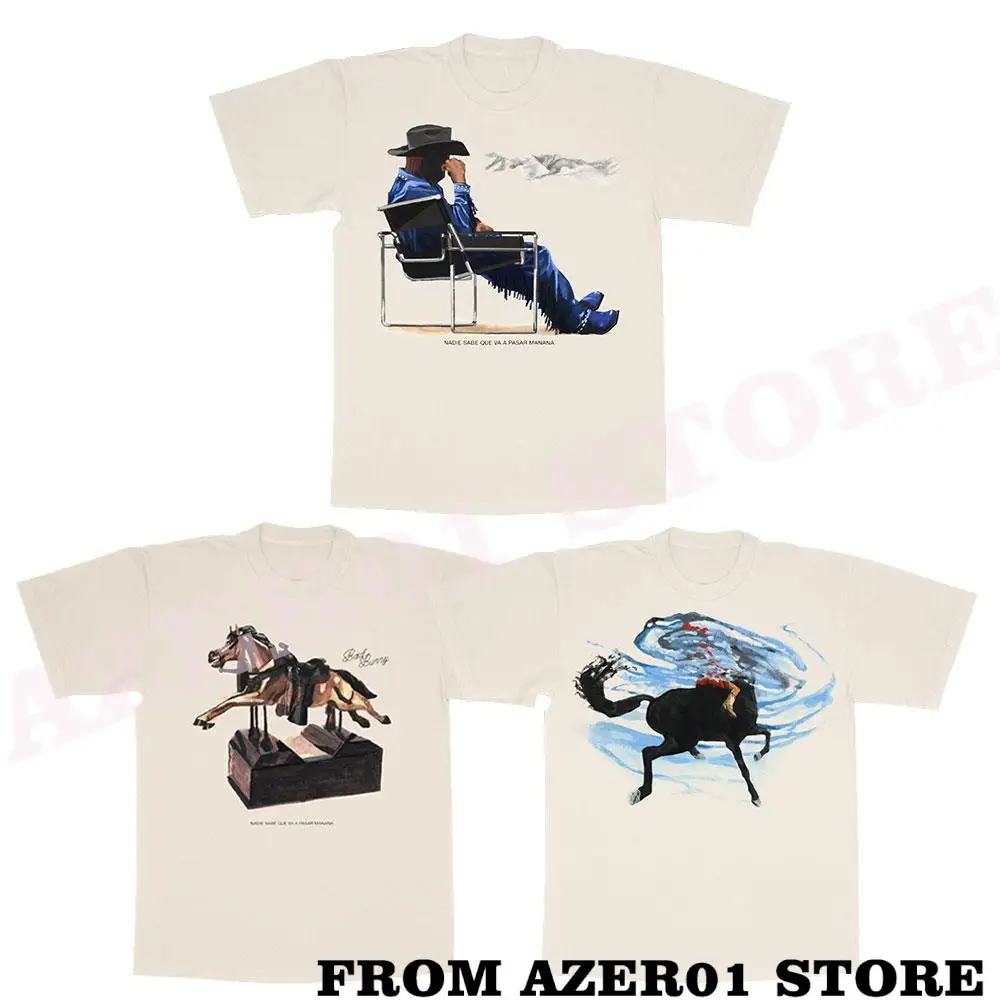

Bad Bunny Nadie Sabe Lo Que Va a Pasar Mañana Merch Sitting Cowboy T-shirt Summer Men/Women Tshirt Shirt ShortSleeve Tee