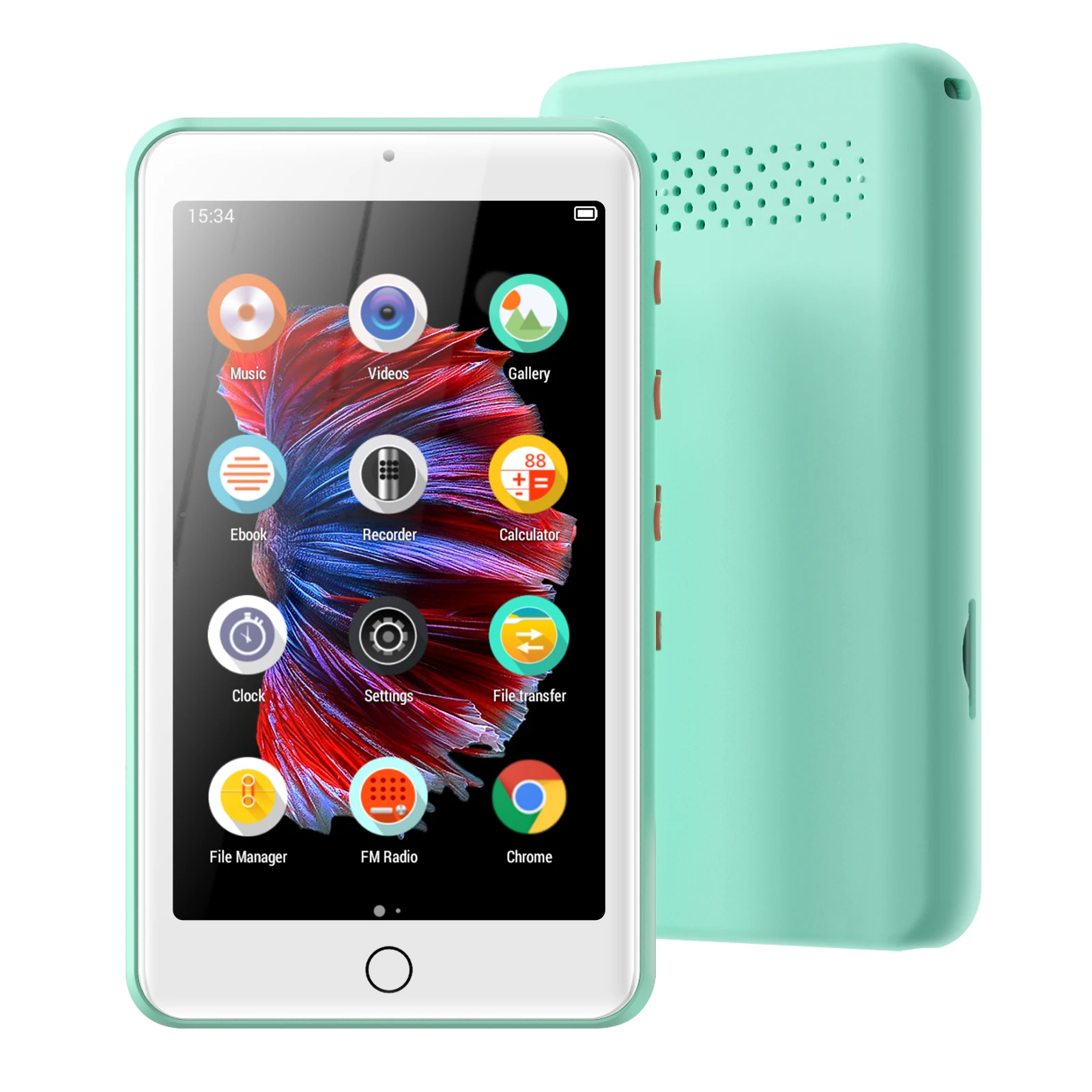 Lecteur MP4/MP3 portable haut-parleurs Bluetooth et wifi, lecteur de musique avec vidéo, radio FM, eBooks, enregistreur, capacité jusqu'à 512 Go