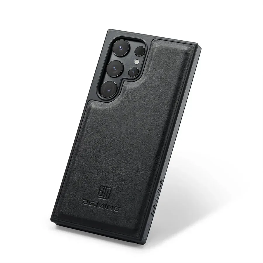 Luxurious Magnetic Leather Phone Case with Car Mount and Wireless Charging Support