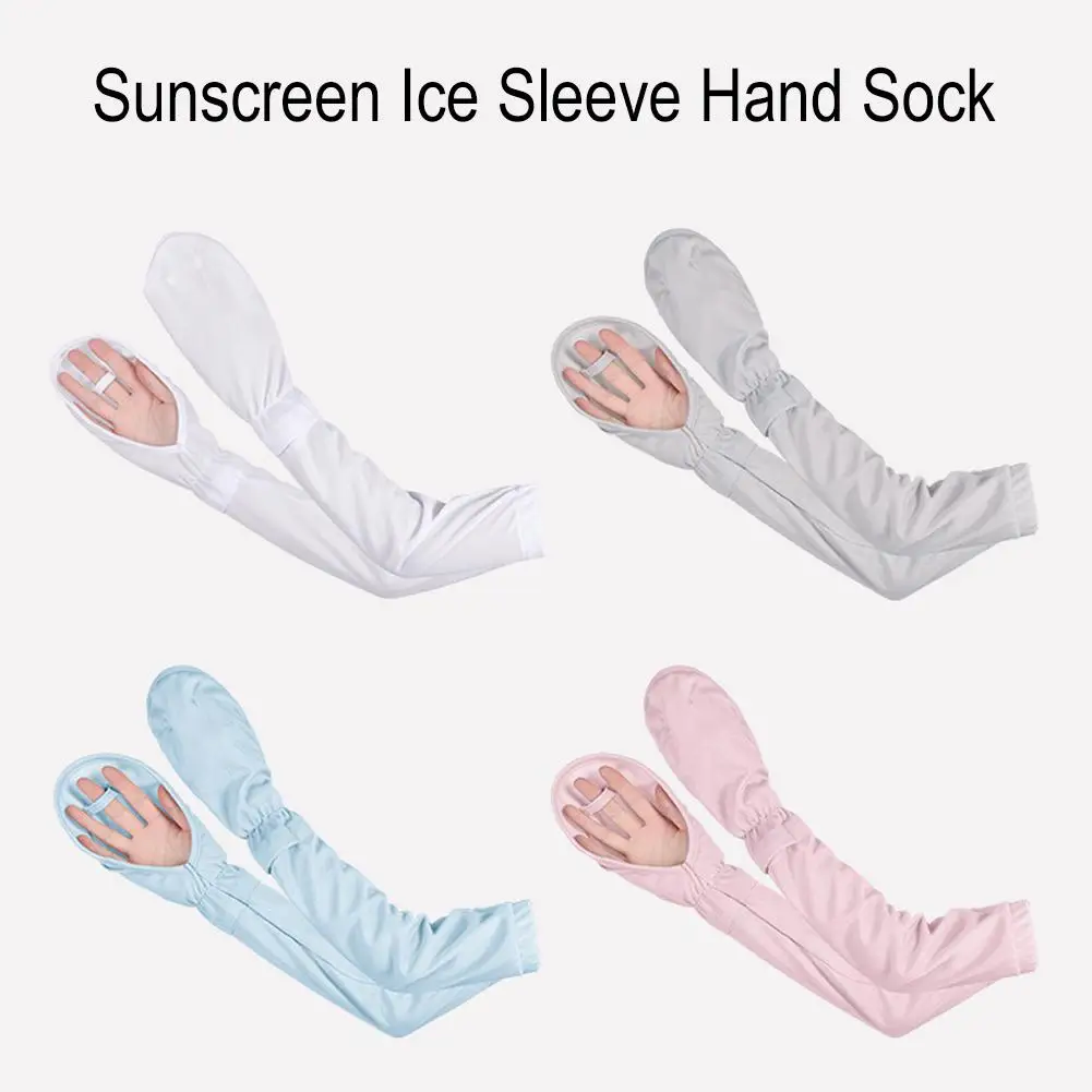 

1 Pair Solid Color Ice Silk Gloves Women Driving Sunscreen Horseshoe Sleeve Outdoor Uv Protectors Sleeves Breathable Loose P4E3