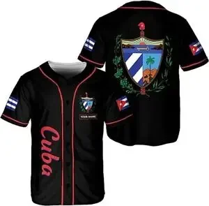 Custom Cuba Olive Army FLAG 3D Print Mesh Fiber Baseball Jersey Shirt Top Tee Men Streetwear Short Sleeve Sport 3