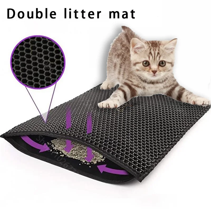 

Cat Litter Mats Honeycomb Double Layer Easy Clean and Durable Non Toxic Trapper Rug Suitable for Litter Tray Cat Accessories