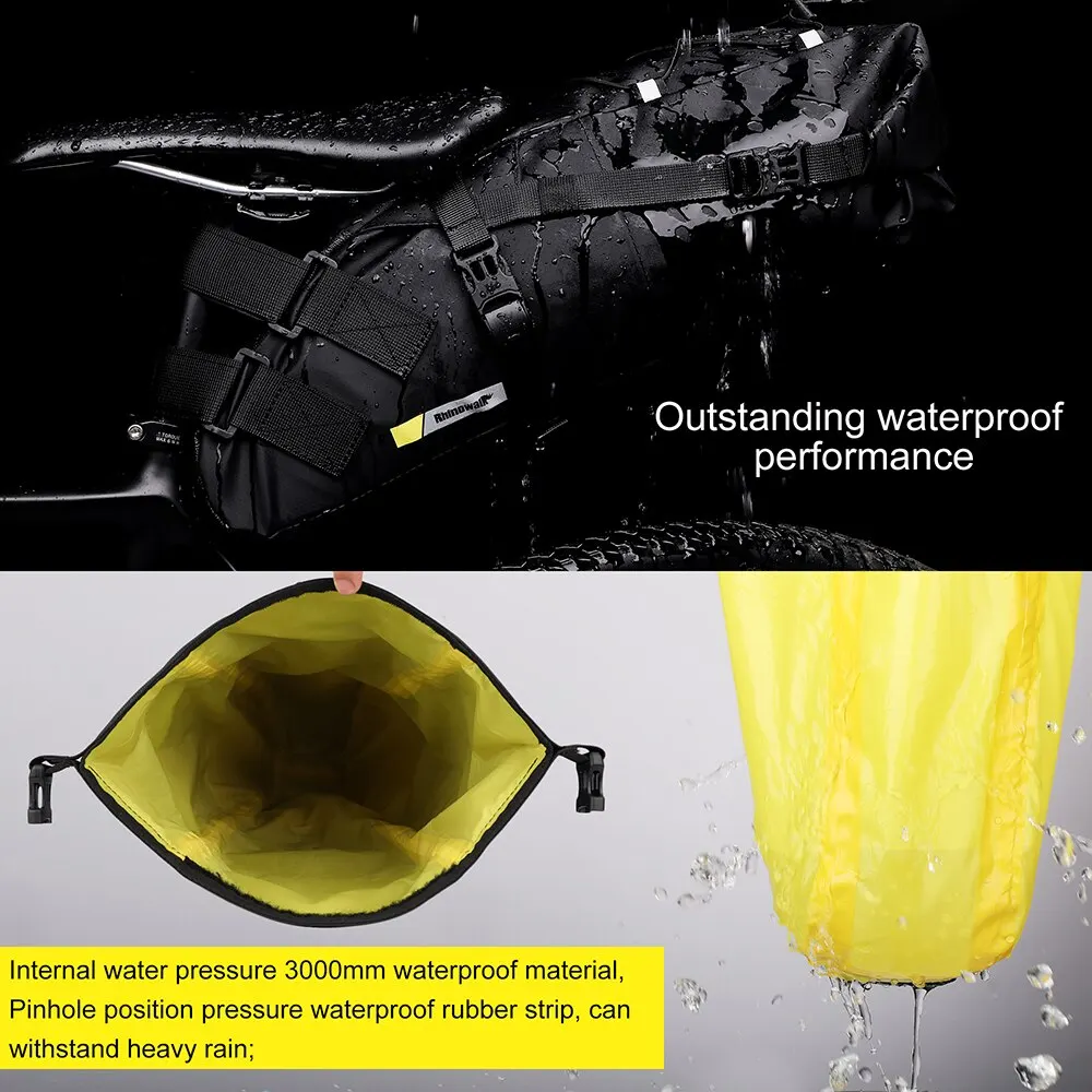 Bike Bag Rhinowalk Bike Saddle Bag Waterproof MTB Road Bicycle 13L Large Capacity Cycling Bag Foldabe Tail Rear Trunk Accessories