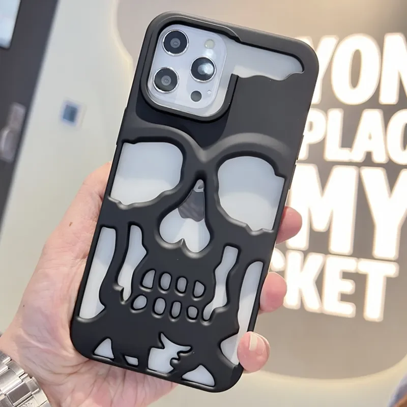 3D Hohl Schädel Callous Telefon Fall für iPhone 15 14 ProMax Plus 13 12 11 Pro Max Beschichtung Stoßfest Ghostface Weiche Abdeckung_voghion.com