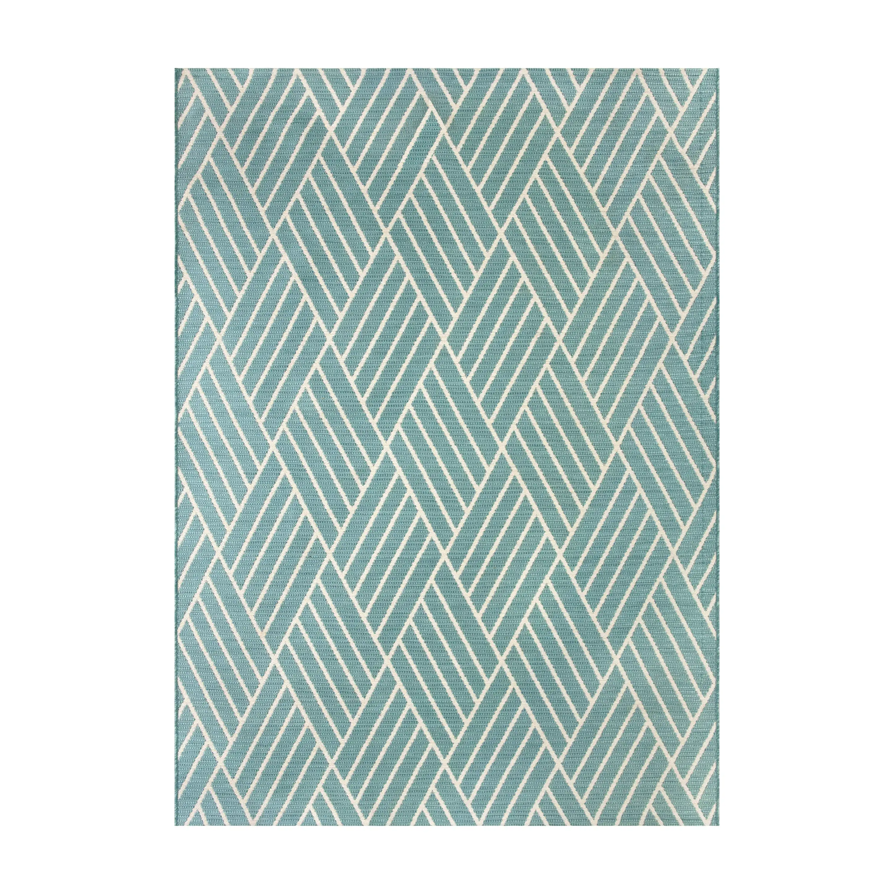 

7' x 10' Turquoise Diamond Outdoor Rug