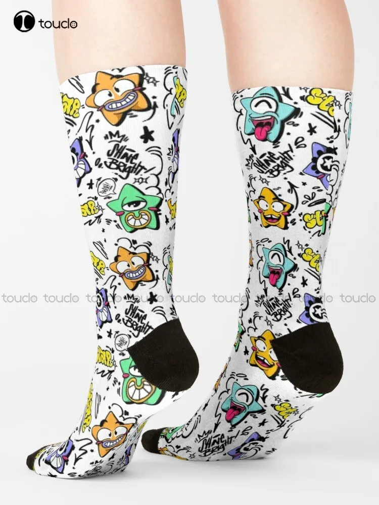 

Shine Brights Socks Mens Funny Socks Cartoon Comfortable Best Girls Sports Street Skateboard Socks 360° Digital Print Streetwear