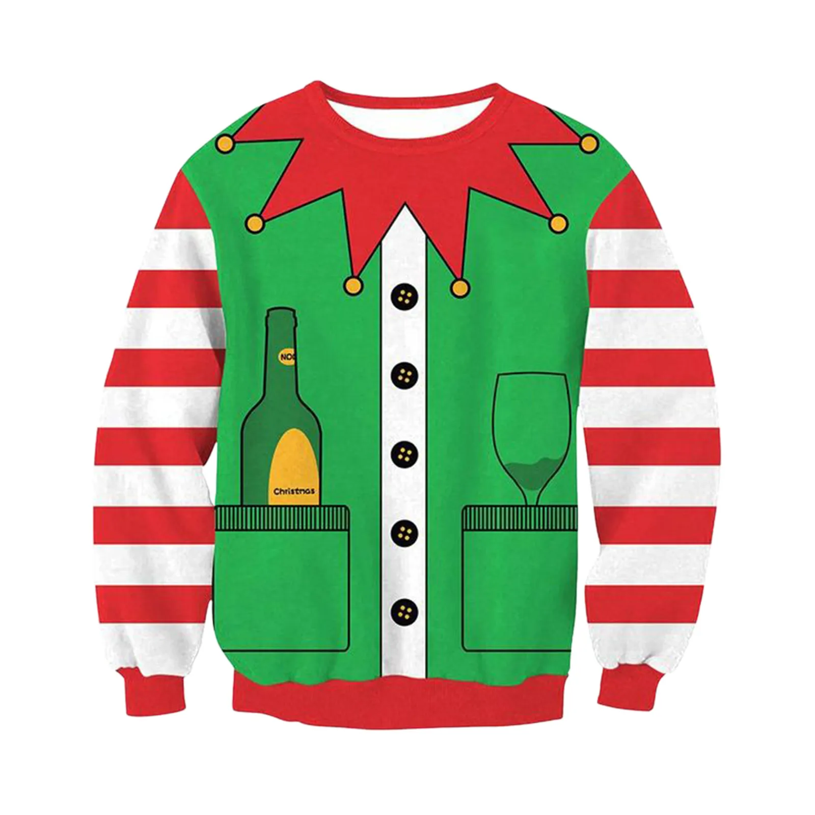 

Men's Christmas Printed Pullover Sweater blouse tops Hip-