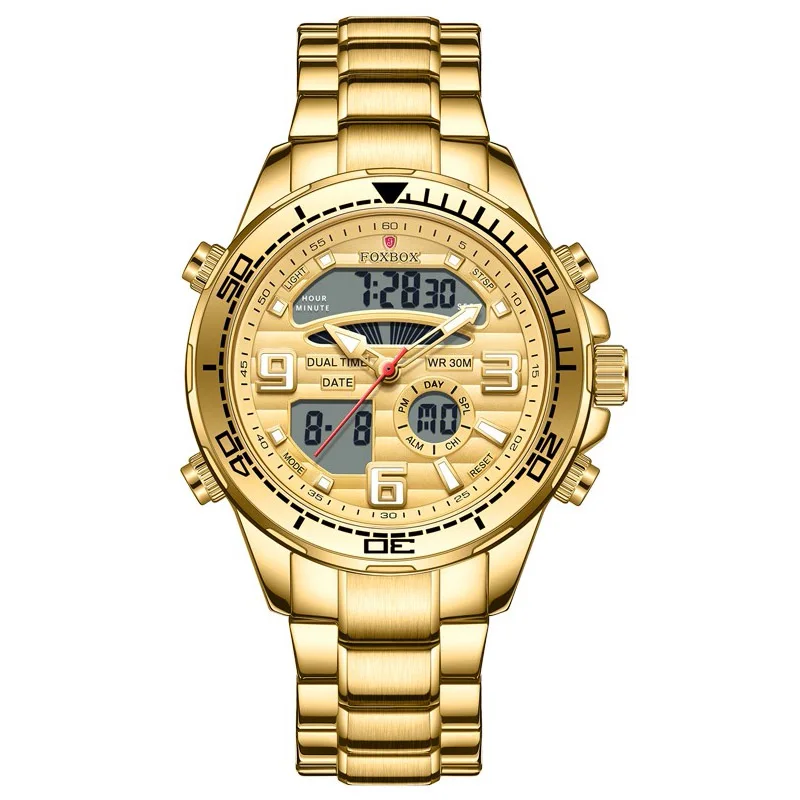 Luxury Men's All-Steel Waterproof Sports Quartz Watch with Gift Box