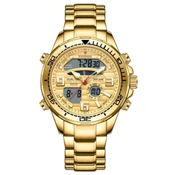 Luxury Men's All - Steel Waterproof Sports Quartz Watch with Gift Box (Gold)