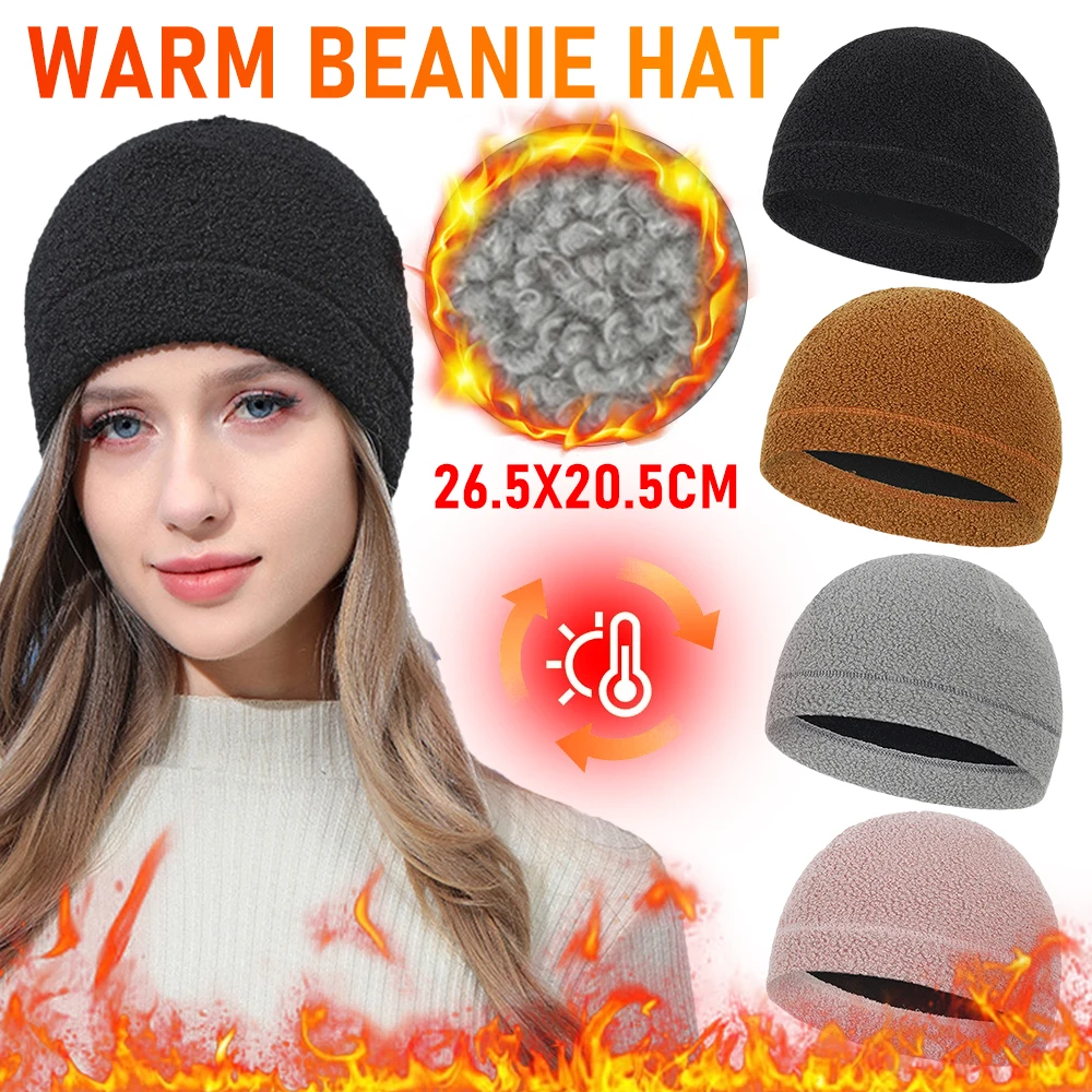 Winter Warm Beanie Hat Warm Thickened Polar Fleece Outdoor Running Skull Hat Unisex Windproof Fitness Ski Cycling Hiking Cap