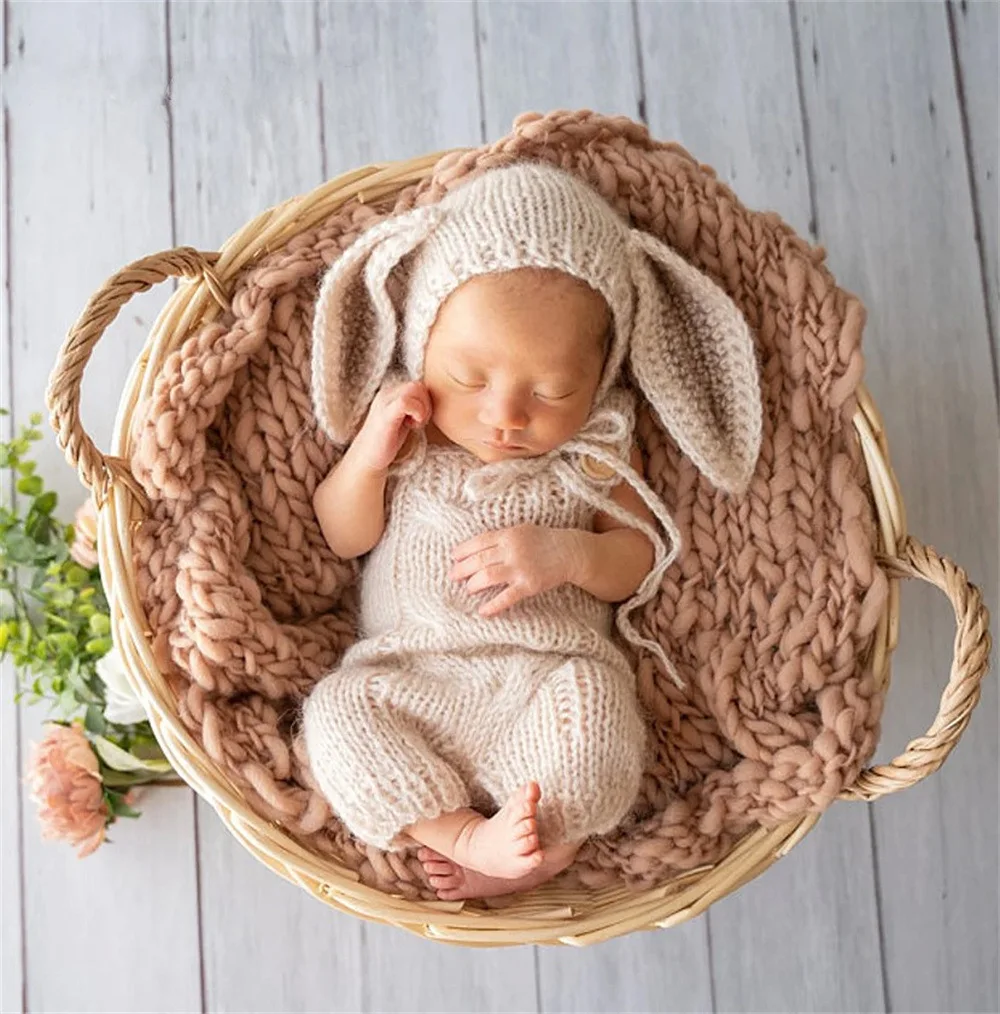 

New Baby Photography Clothing Newborn Photography Clothing Children Photography Knitted Big Ear Rabbit Set