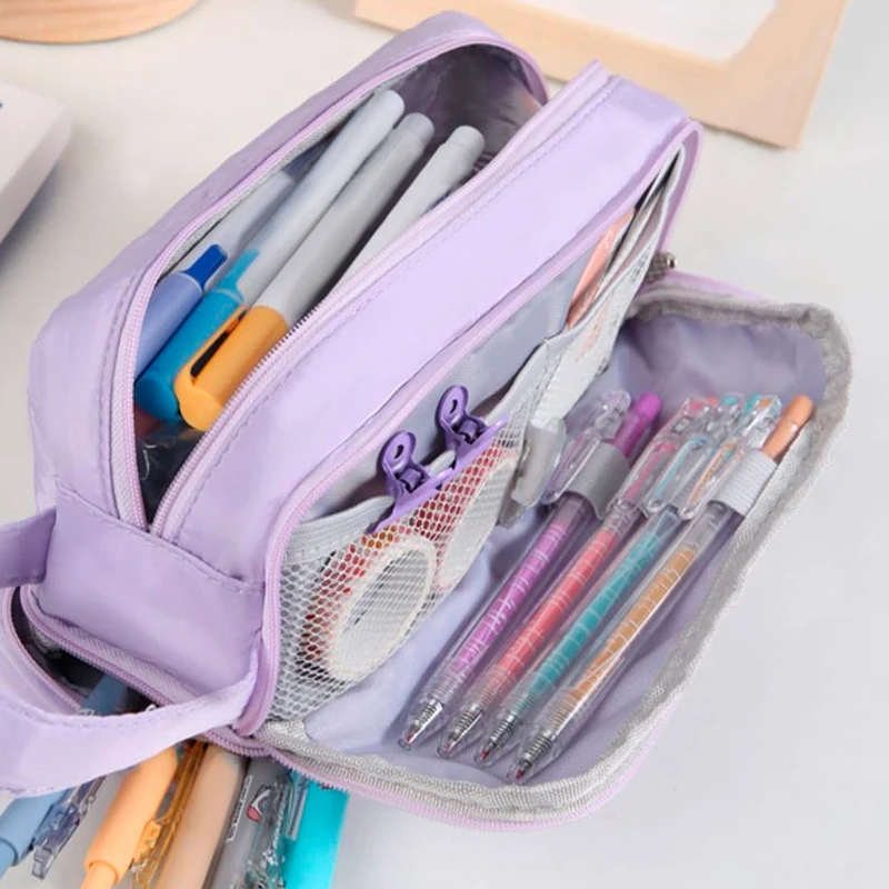 Pencil Case Macaron Double layer Large Capacity Cute Back to School Stationery Supplies Schools & Offices