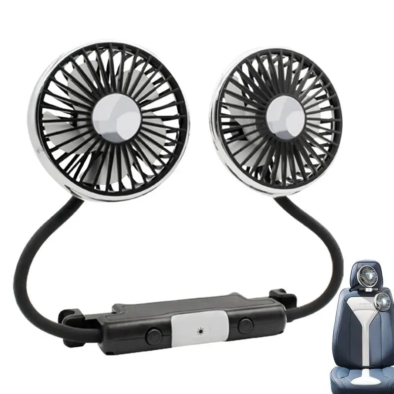 

Backseat Car Fan 3 Gear Adjustable Car Clip Fan With Led Light Low Noise Cooling Fans For SUV RV Vehicles