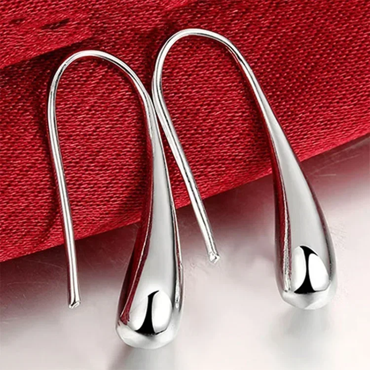 Fashion S925 Silver Needle Earrings Ring Bracelet Set Simple Personality Womens Water Drop Four-piece Jewelry Set for Women Gift - Image 4